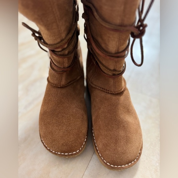 TAXI brown suede Sherpa lined boots with laces (EU 38) - Picture 4 of 9